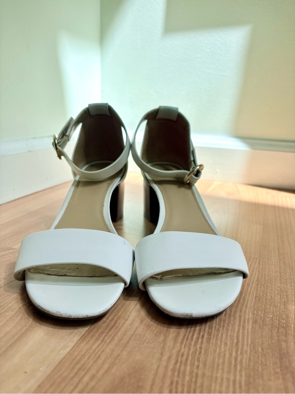MICHAEL Michael Kors White Ankle-Strap Block Heel Sandals - Picture 6 of 12
